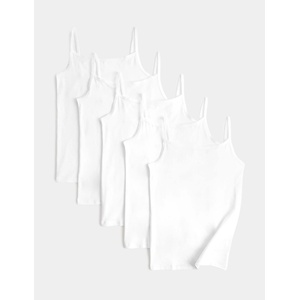 Marks & Spencer 5 бр еднородни нощници с висок дял памук (2-14 години) Marks & Spencer бяла Marks & Spencer | Byal | Момчешки | 3-4 години