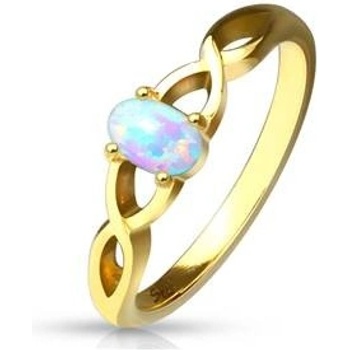 Šperky4U Zlacený ocelový prsten s opálem OPR1650