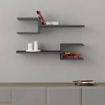 TopMebel Стенни рафтове Fork TopMebel меламин 2 броя в антрацит 75x19, 5x18cm