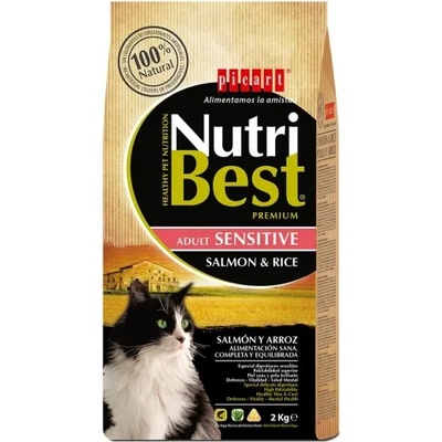 Piensos Picart PICART NutriBest Cat Sensitive Adult - пълноценна храна за пораснали котки с деликатно храносмилане, със сьомга и ориз - 15 кг, Испания - 040112