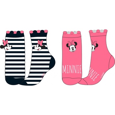 Minnie Mouse Dievčenské ponožky lososová / prúžok