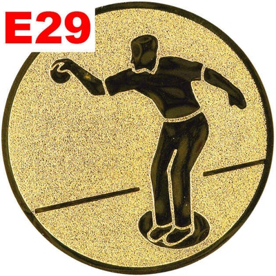 Emblém E29 PETANQUE umístění na sportovní pohár nebo medaili 25 mm