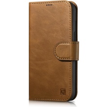 iCarer Oil Wax Peňaženkové 2v1 Leather Flip Cover pre iPhone 14 Anti-RFID Brown (WMI14220721-TN)