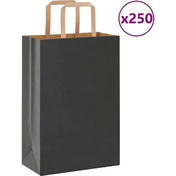 vidaXL Хартиени торбички 250 бр с дръжки черни 21x11x31 см (4101868)