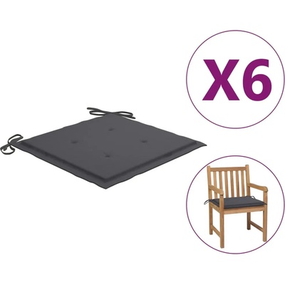 vidaXL Възглавници за столове 6 бр антрацит 50x50x4 см Оксфорд плат (314039)