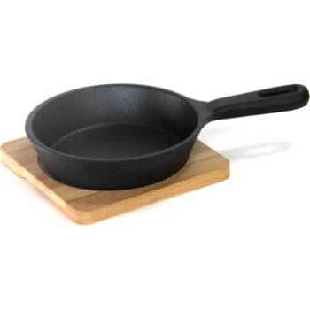 HORECANO HORECANO-Мини Тиганче кръгло с бамбукова подложка 12.5х21 cm (1277SJ4668) (0147118)