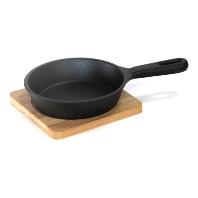 HORECANO HORECANO-Мини Тиганче кръгло с бамбукова подложка 12.5х21 cm (1277SJ4668) (0147118)