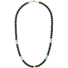 Manoki Pánský korálkový náhrdelník Pietro přírodní onyx a tyrkys X-WA628G/55 Tyrkysová