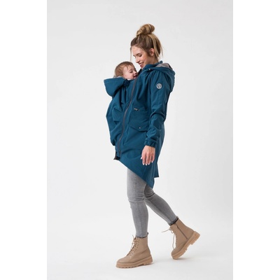 Tehotenská softshellová parka/ kabát 5v1 na nosenie detí petrol
