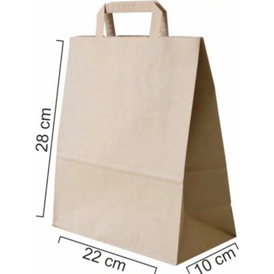 Zawmark Plus Taška papierová hnedá 22x10x28cm, ploché ucho 50ks