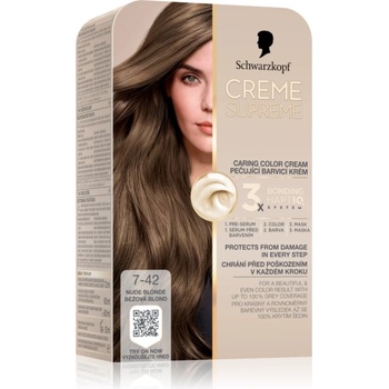 Schwarzkopf Creme Supreme перманентната боя за коса цвят 7-42 Nude blonde 60ml