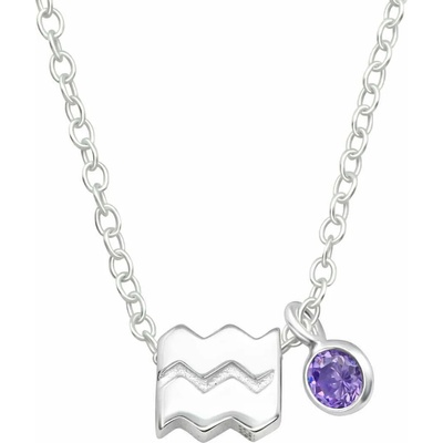 Bijutanki Сребърно Колие - Зодия Водолей с Камък