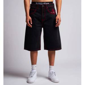 AFFLICTION мъжки дънкови baggy къси панталони AFFLICTION - FLAMEFUL FAITH - кафяви - 110XW127-BLKS