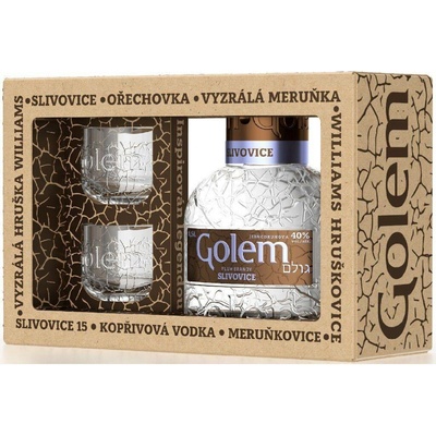 Golem Slivovice 40% 0,5 l (dárkové balení 2 sklenice)