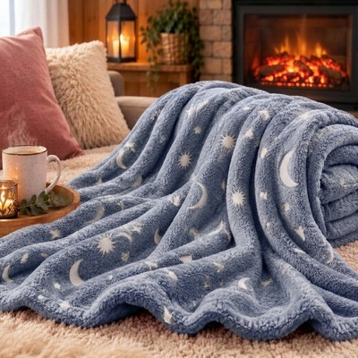 Top textil Mikroplyš svítící deka Noční obloha 100x150