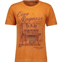 Ragman pánske bavlnené oranžové jersey-print tričko