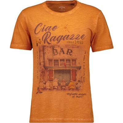 Ragman pánske bavlnené oranžové jersey-print tričko