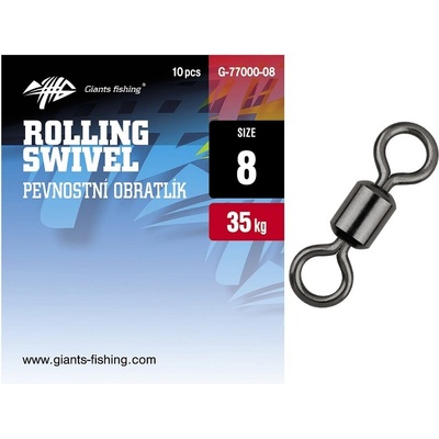 Giants Fishing Pevnostný Obratlík Rolling Swivel Veľkosť 8 10 ks 35 kg