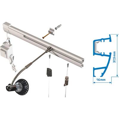 Závesný systém na zavesenie obrazov – SET Svetelny 3m (3x7W_6xPerlon)