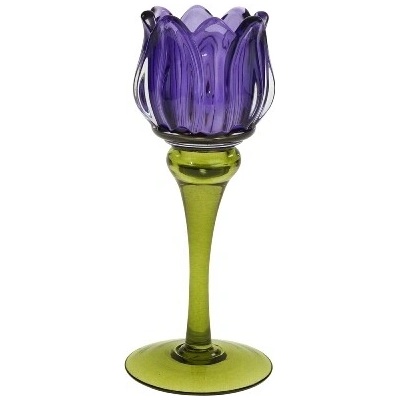 Werner Voss Sklenený svietnik Tulipán 18,5 cm lila