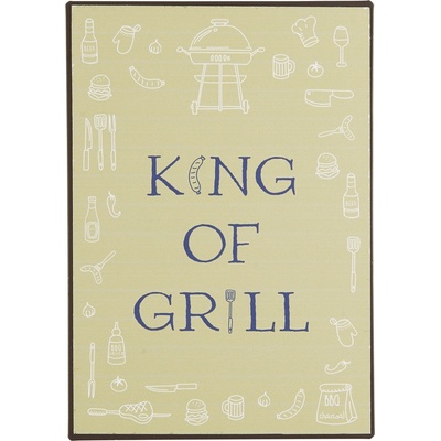 IB LAURSEN Plechová cedule King of Grill, zelená barva, kov