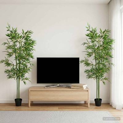 vidaXL Изкуствено бамбуково дърво 2 бр. Зелено 60 x 18 x 190 см (42042061)