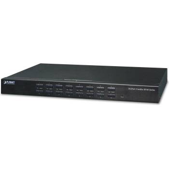 PLANET 16-Port Combo IP KVM Switch: KVM превключвател Монтаж в сървърен шкаф Черен (IKVM-210-16)