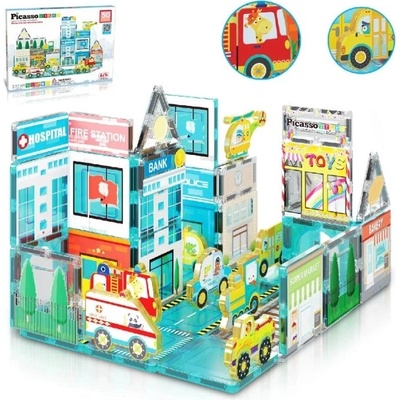 PicassoTiles - Metro city - magnetická stavebnice (50 ks)