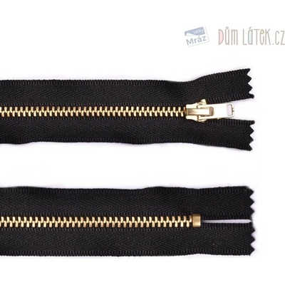 Zip mosadzný nedeliteľný čierný 20 cm