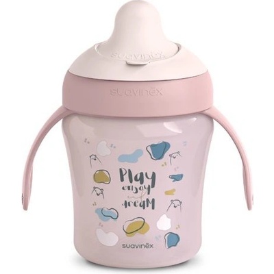 Suavinex nerozlievací hrnček Bear růžová 200 ml
