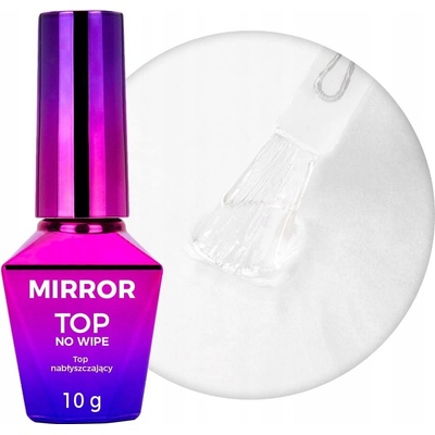 Hybridní Top MOLLYNAILS 10g Mirror Top Free Clear pro Vcírání Prachů