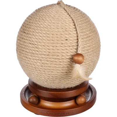 Flamingo Isabella - Сферична драскалка за котки с дървена стойка и игра с дървени топчета, 25 см