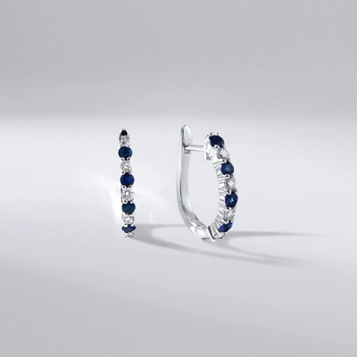 Lillian Vassago Zdobené náušnice se safírem a brilianty, bílé zlato LLV59-DER038WSF