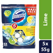 Domestos Power 5 tuhý WC blok Lime 5 x 55 g