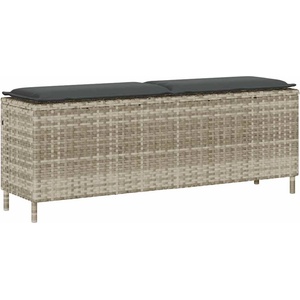 vidaXL Градинска пейка с възглавница, светло сива, 110x30x40, 5 см, полиратан (4104159)