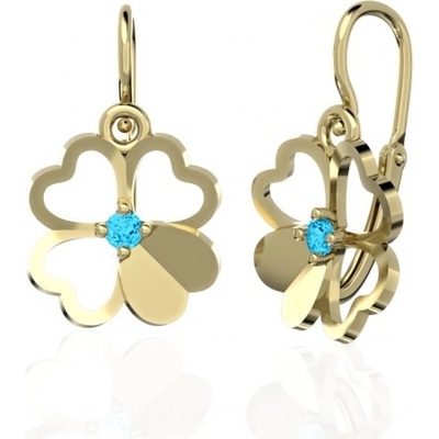 Couple dětské náušničky Clover žluté zlato a barevné zirkony 6630684-0-0-73