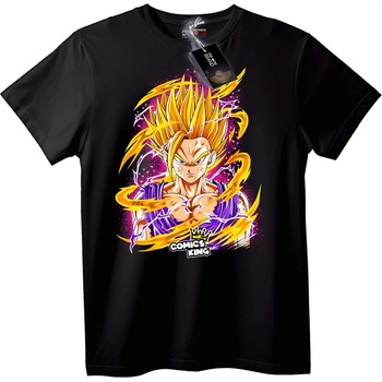NOONEBRAND Тениска Goku Супер Сайян комикс крал - XL, White