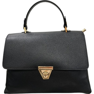 Bagger Dámska kožená kabelka do ruky aj crossbody so zlatým patentom – čierna