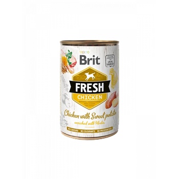 Brit Fresh Chicken with Sweet Potato с 48% прясно пилешко месо, 28% пуешко и 5% сладки картофи 400 гр