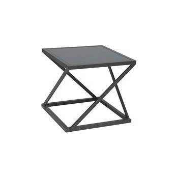 Hliníkový odkládací boční stolek Jackie, Stern, čtvercový 50x50x46 cm, rám lakovaný hliník šedočerný (anthracite), deska sklo
