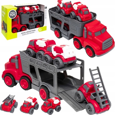 click4TOYS Nákladní auto autopřepravník pro děti, kamion, návěs + 3 vozidla