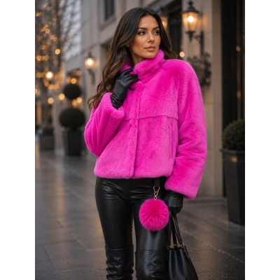 Max Original Leather Dámsky kožuch zajac-rex 23709 fuksia