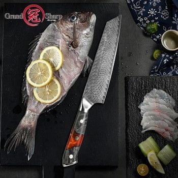 GRAND SHARP Nůž Kiritsuke 8.2" KANTÓ 67 vsrtev damaškové oceli