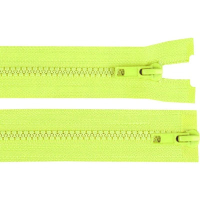 Prima-obchod Zip kostěný No 5 dělitelný 2 jezdce / dvoucestný 80 cm bundový, barva 229 žlutá neon