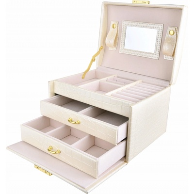 Troli prostorná moderní šperkovnice se zrcátkem VJBB001 bílá