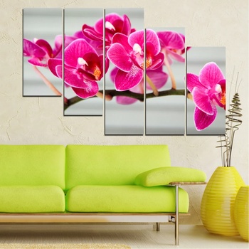 Vivid Home Декоративни панели Vivid Home от 5 части, Цветя, PVC, 110x65 см, 7-ма Форма №0702