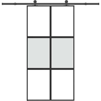 vidaXL Плъзгаща се врата с обков 102, 5x205 см Закалено стъкло&Алуминий (3332976)