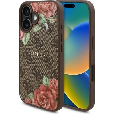 GUESS GUHMP16SP4ROPEMCW iPhone 16 6.1" кафяв/кафяв твърд калъф 4G Flowers Print MagSafe (3666339350246)