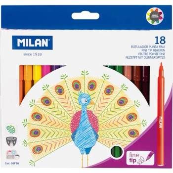 MILAN Флумастери, с тънък връх, 18 цвята (O1010180074)
