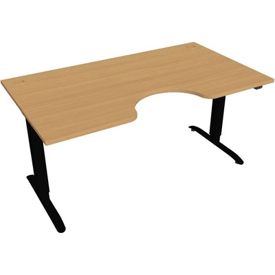 Hobis Office Pro psací stůl Motion MS ERGO 2 Šířka: 160 cm, Barva desky: buk, Barva kovu: černá RAL 9005 Šířka 120-180 cm / 27 barevných variant
